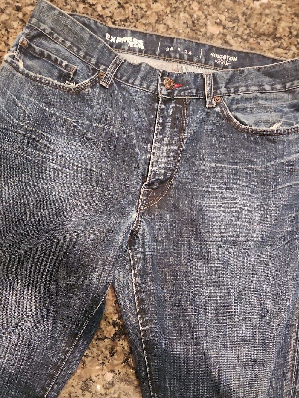 Express Men’s Slim Straight Blue Denim Jeans